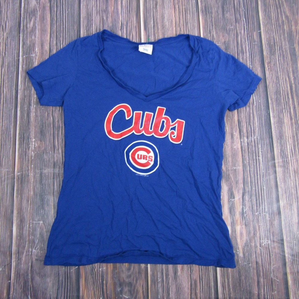 Chicago Cubs Shirt Womens Large Blue MLB Baseball Scoop Neck Short Sleeve Tee